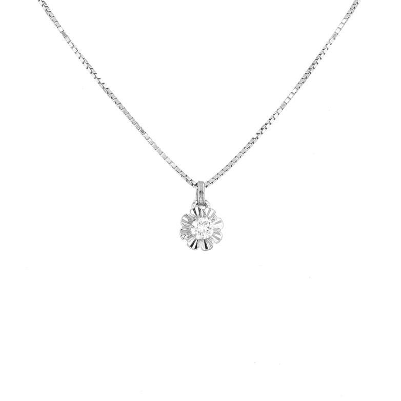 Collier vintage diamant 0.23 carat or blanc 5.04g Comme neuf -  reconditionné disponible sur Gemme Les Bijoux